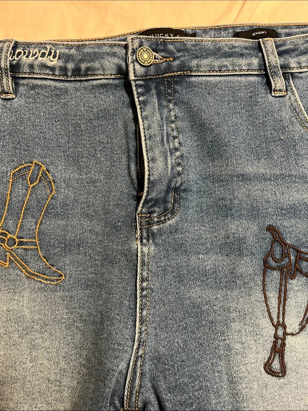 NWOT Lucky & Blessed Western Embroidered Jean Shorts, Size 20